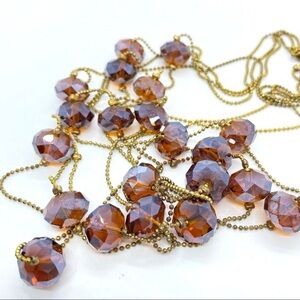 Glass Beads Multistrand Goldtone Necklace